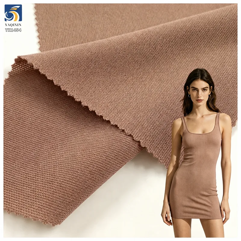 YX1454 220GSM High Twist Linen Look Soft Polyester Knit Fabric 1KG Approx 2.7M for Women's Dresses and Shirts