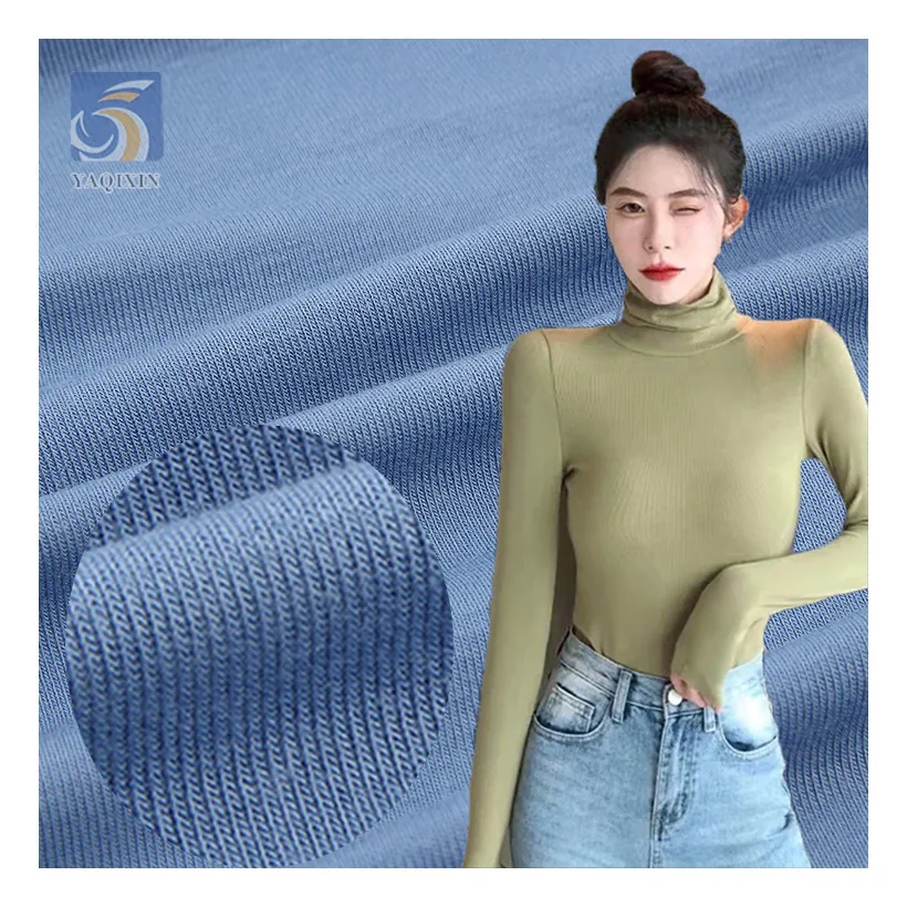 YX2129 180gsm-210gsm 92% Cotton 8% Spandex Stretch Cotton Jersey Fabric T-Shirt 40S 1X1 Rib Knitted Cotton Fabric
