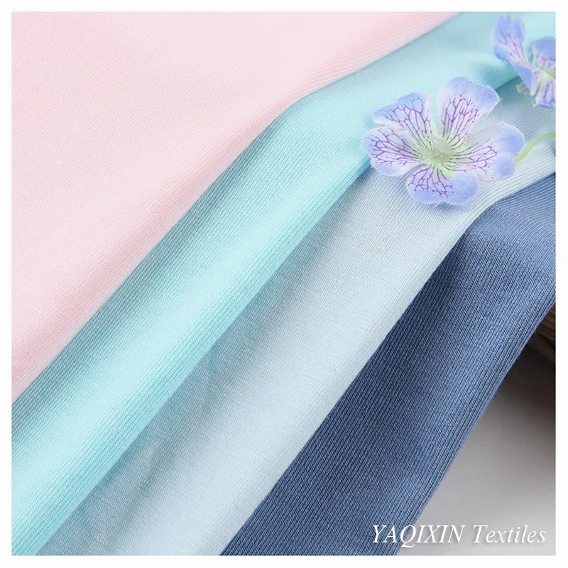 YX2129 180gsm-210gsm 92% Cotton 8% Spandex Stretch Cotton Jersey Fabric T-Shirt 40S 1X1 Rib Knitted Cotton Fabric