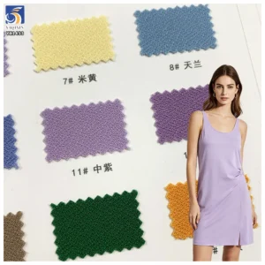 YX1453 Irregular Textured Stretch Knit Fabric 200GSM Polyester Spandex Twisted Slub Material for Dresses and Pants
