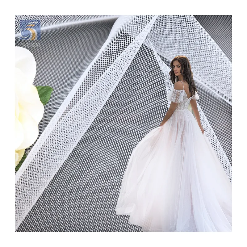 YX2731 ACN Flat Roll American Mesh Tulle Fabric for Wedding 3m Width Polyester Pure White Soft Tulle Fabric