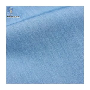Factory Wholesale Sky Blue Light Denim Fabric 35% Polyester 65% Rayon Cavalry Twill Polyester Denim Fabric for Shirt Skirt