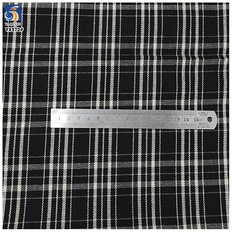 YX572 Blue Black Polyester Cotton Blend Yarn-Dyed Denim Fabric 230gsm Thick Denim Plaid Checked Fabric for Jackets