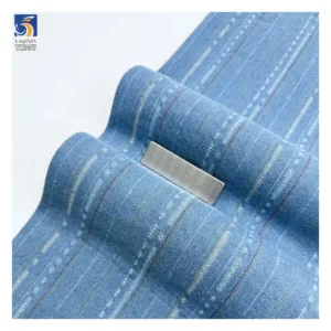 YX997 250g/m² 11oz 75% Cotton 25% Polyester Washed Denim Fabric Vintage-Style Jacquard Cotton Striped Denim Fabric for Pant