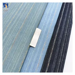 YX997 250g/m² 11oz 75% Cotton 25% Polyester Washed Denim Fabric Vintage-Style Jacquard Cotton Striped Denim Fabric for Pant