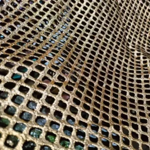 YX1619 Openwork Shiny Mesh Fabric Foil Finish Stretch Knit Textile for Fashion Clothing and Layered Garments