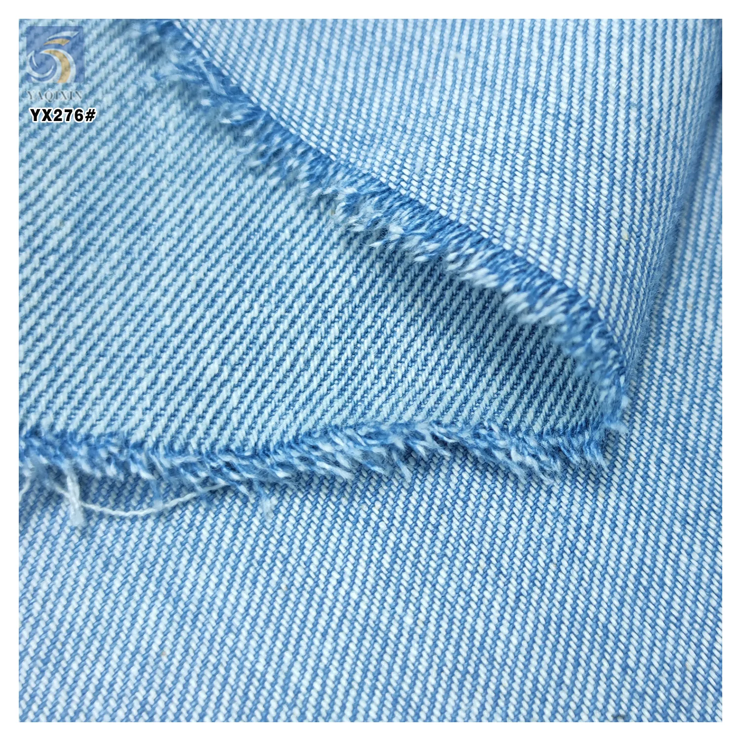 YX276 Light Blue Color Denim Premium 340gsm 100% Cotton Washed 10*10 Thick Denim Fabrics for Clothing