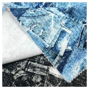 Stock Lot 100 Cotton Dyed Digital Printed Denim Fabric China Designer Distressed Denim Fabric by the Meters
