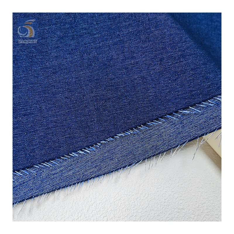 New Arrival Double Cationic Fabric Blue Jeans Polyester Rayon Spandex Stretch Denim Fabric High Quality