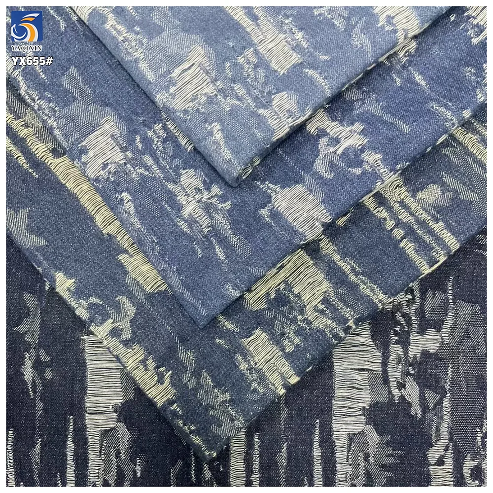 YX655 Fashionable 10*10 Woven 70 Cotton 30 Polyester 10oz Jacquard Washed Denim Fabric for Pants and Bags