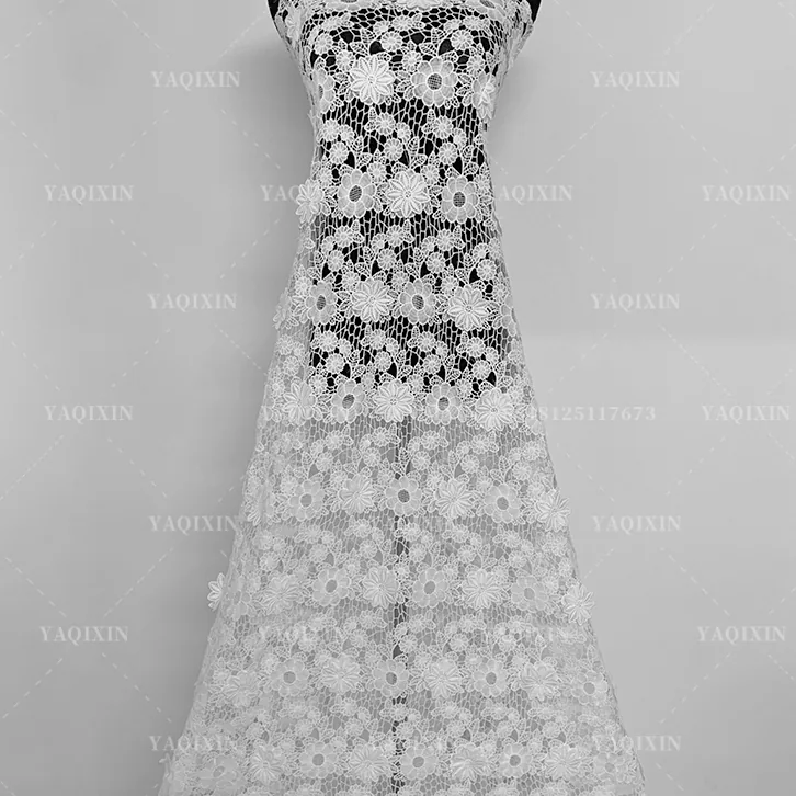 YX1163 2026 Water-Soluble Embroidered Flowers 5 Yards of 3D Lace Fabric White Nigerian Wedding Style African Laces Fabric