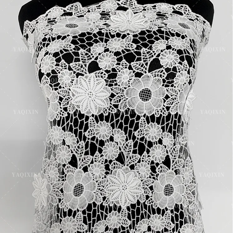 YX1163 2026 Water-Soluble Embroidered Flowers 5 Yards of 3D Lace Fabric White Nigerian Wedding Style African Laces Fabric
