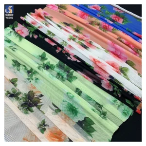 YX006 3 Days Picture Sample Spandex 4 Way Stretch Custom Printed Net Mesh Fabrics Colorful Flower Digital Printed Mesh Fabric