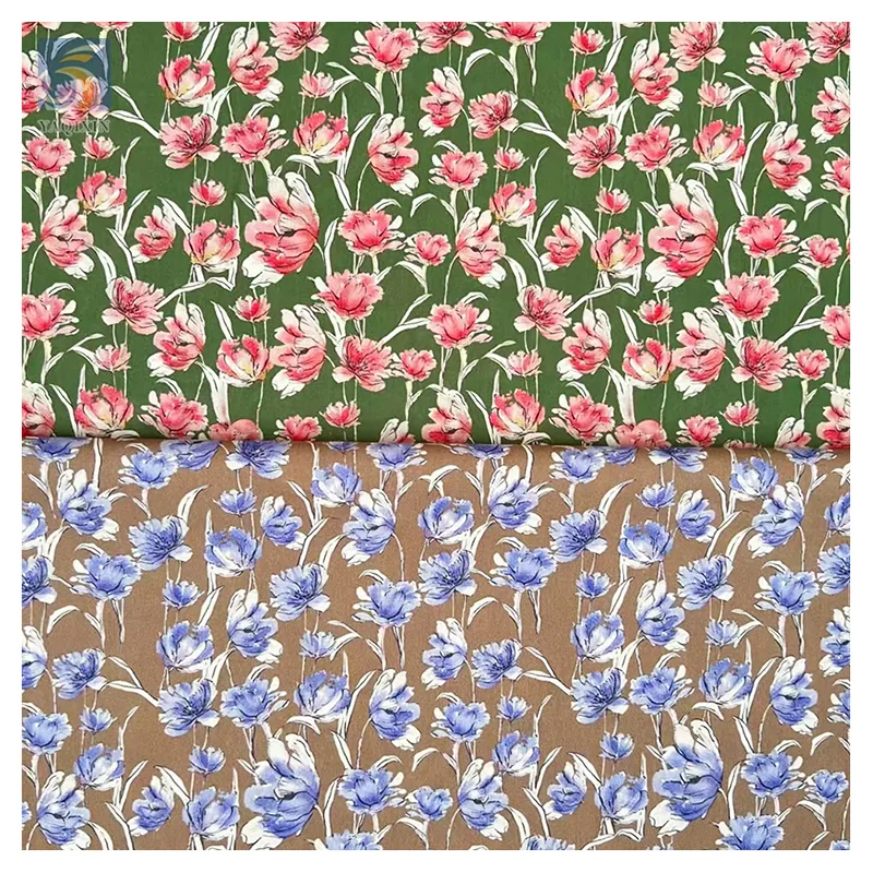 Free Samples Stock Lot Woven Small Floral  Cotton Lawn Fabric Poplin 100 Cotton Printed Fabric