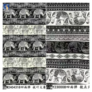 YX1233-2 High Quality Polyester African Tropical Tribal Print Fabric Roll Totem Chiffon Stretch Print Fabric for Clothing Dress