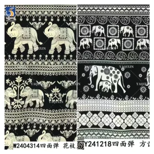 YX1233-2 High Quality Polyester African Tropical Tribal Print Fabric Roll Totem Chiffon Stretch Print Fabric for Clothing Dress
