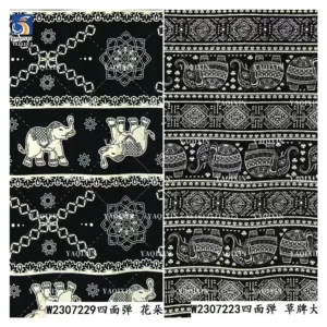 YX1233-2 High Quality Polyester African Tropical Tribal Print Fabric Roll Totem Chiffon Stretch Print Fabric for Clothing Dress