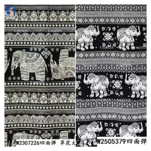 YX1233-2 High Quality Polyester African Tropical Tribal Print Fabric Roll Totem Chiffon Stretch Print Fabric for Clothing Dress