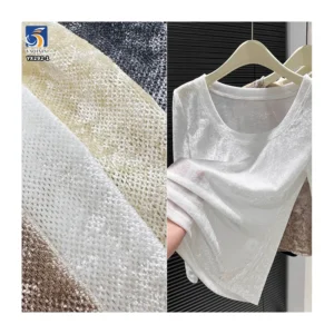YX292 40D 100gsm 92 Polyester 8 Spandex Stretch Glossy Velvet Mesh Fabric 4 Way Stretch Velvet Net Power Mesh Fabric