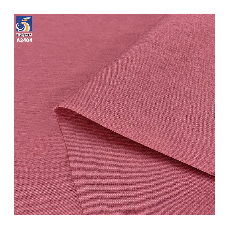 A2404 Summer 135gsm 65% Cotton 35% Nylon Blended Poplin Plain Fabric Wrinkled Texture Cotton Poplin Dress Fabric for Women
