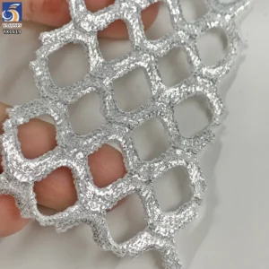 YX1619 Openwork Shiny Mesh Fabric Foil Finish Stretch Knit Textile for Fashion Clothing and Layered Garments