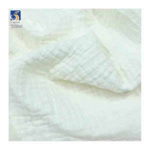 YX2616 Wholesale Prices Solid Gauze Muslin 100% Cotton Fabric Double-Sided Cotton Crepe Fabric for Baby Clothing