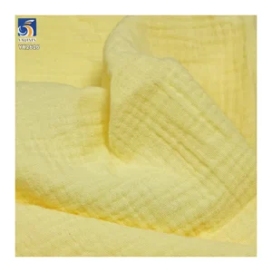 YX2616-1 Premium Quality 126gsm Double Cotton Gauze Muslin Fabric Breathable Combed 100 Cotton Wrinkle Fabric Bedding Dress