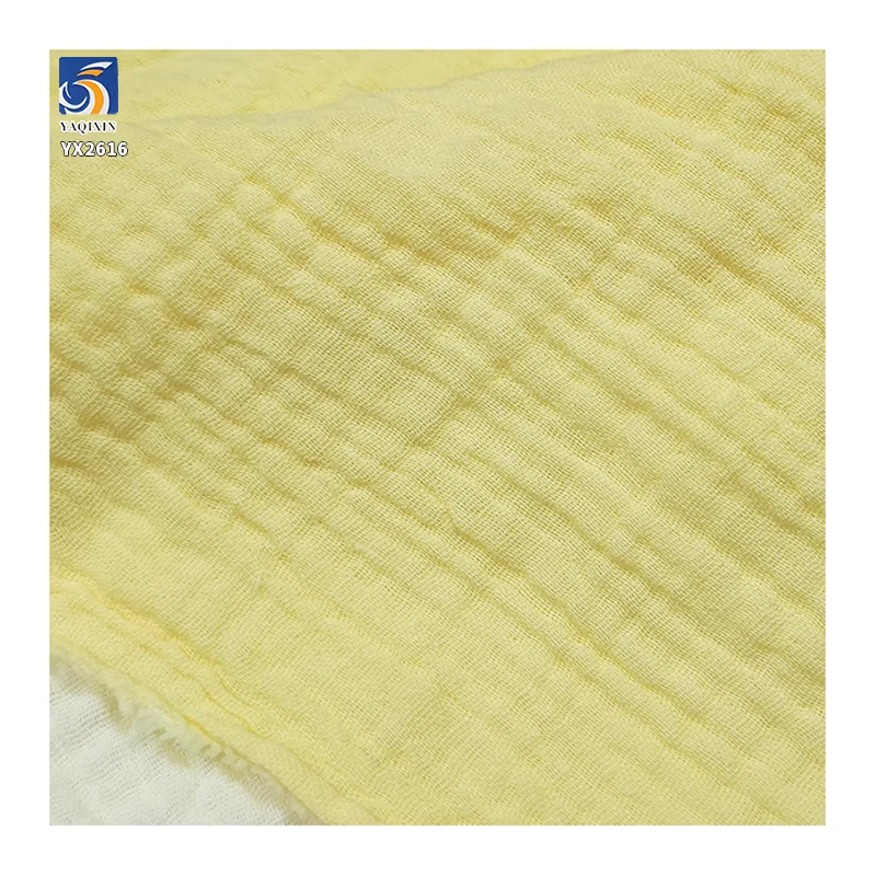 YX2616-1 Premium Quality 126gsm Double Cotton Gauze Muslin Fabric Breathable Combed 100 Cotton Wrinkle Fabric Bedding Dress
