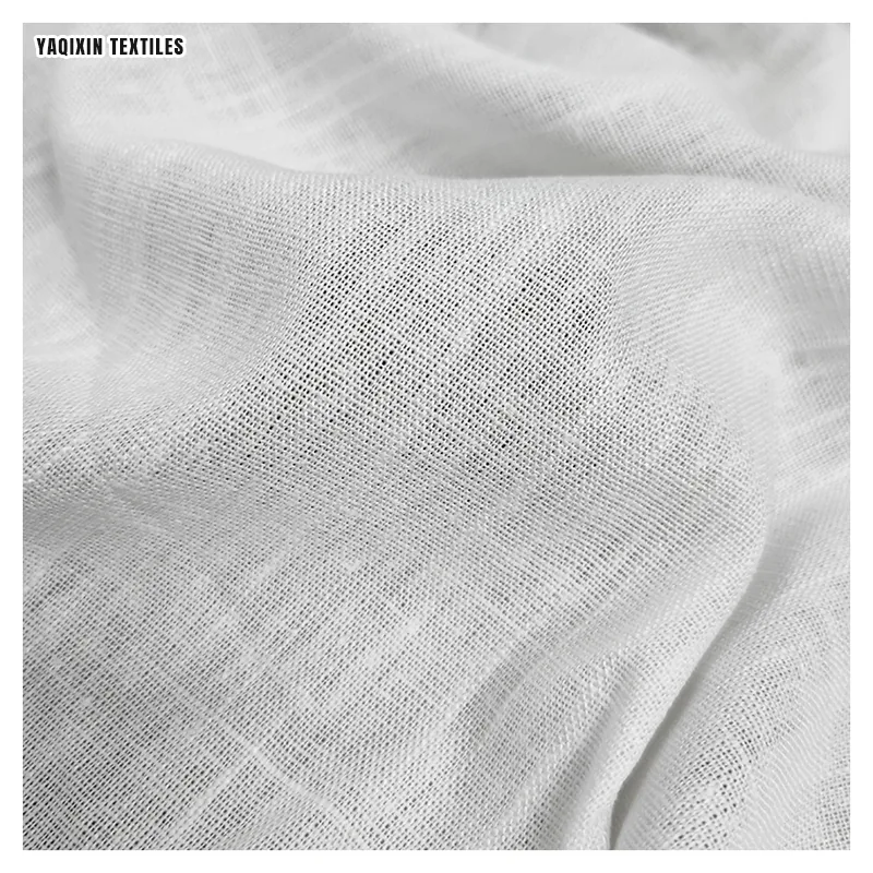 YX2168 Wholesale 170-180gsm White Washed 12*12 Slub 70%Cotton Rayon 30%Linen Fabric for Trouser/Shirt