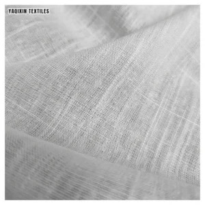 YX2168 Wholesale 170-180gsm White Washed 12*12 Slub 70%Cotton Rayon 30%Linen Fabric for Trouser/Shirt