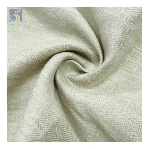 High Quality Herringbone Hemp Cotton Fabric 260gsm Original Color 75/15 Blend Linen/Cotton Fabric for Clothing