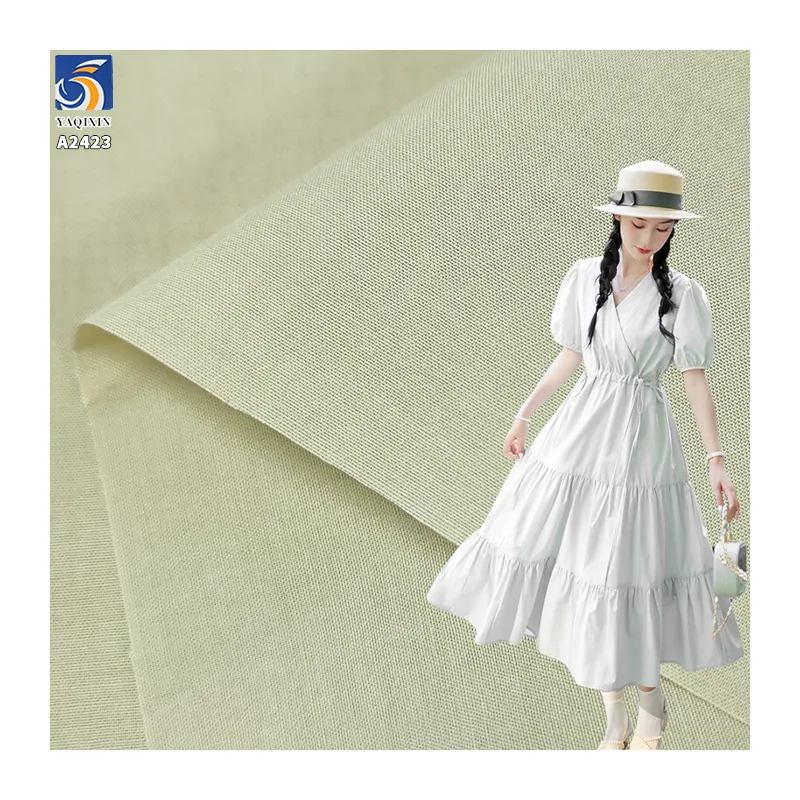 A2423 110g/m² Lightweight 60% Cotton 40% Lyocell Blended 60s Poplin Polyester Cotton Washed Fabric Shirt Dress Fabric