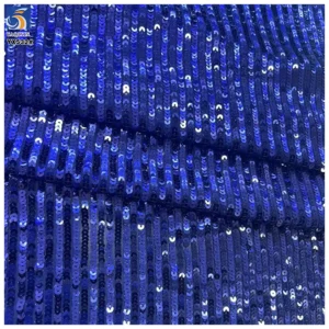 YX532 High Quality Micro-Stretch Mesh Stripe Transparent 3MM Sequin Knit Fabric