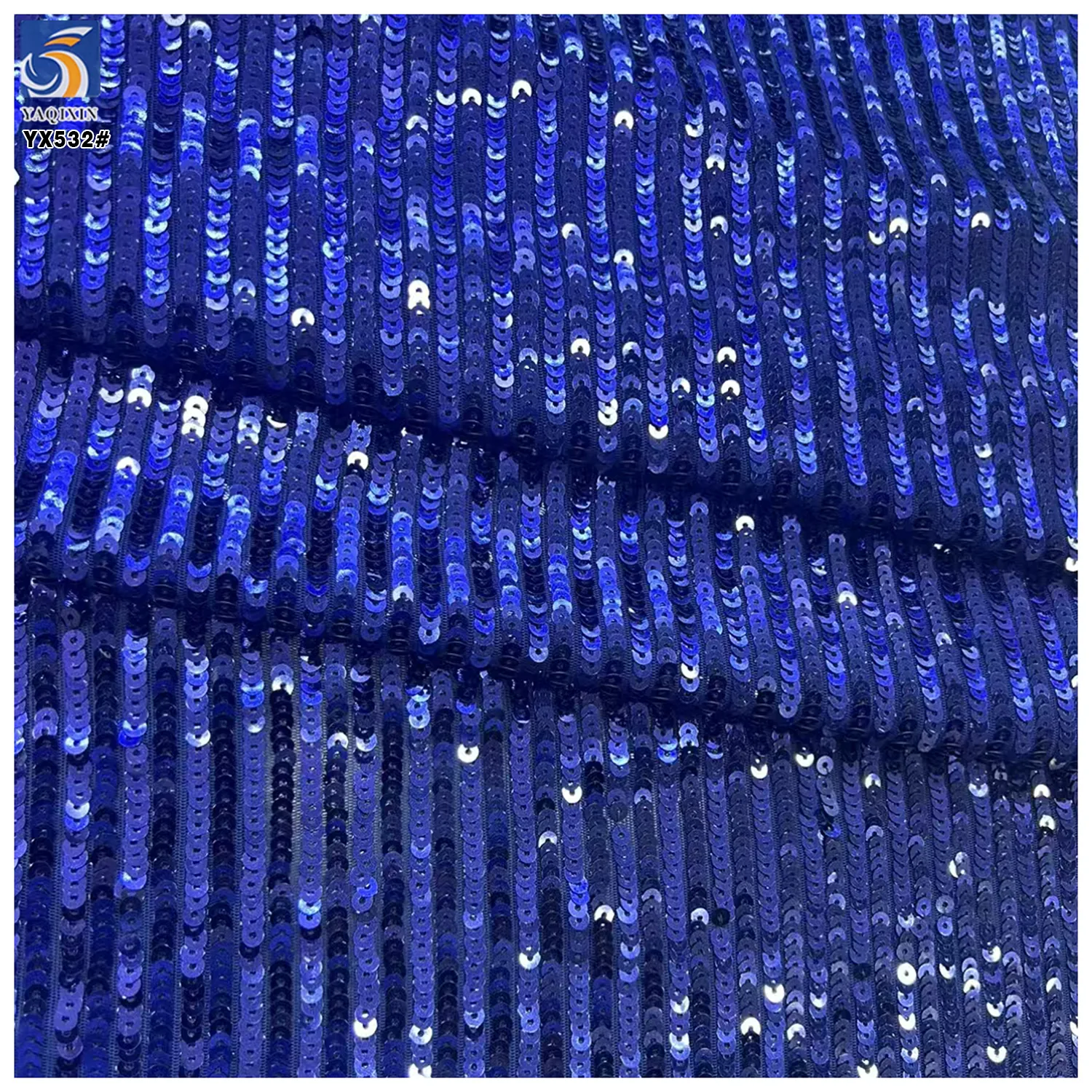 YX532 High Quality Micro-Stretch Mesh Stripe Transparent 3MM Sequin Knit Fabric