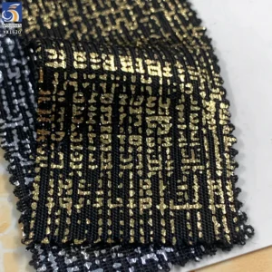 YX1620 95% Polyester 5% Spandex Foil Printed Stretch Knit Fabric Metallic Pattern Textile for Fashion Apparel and Garment