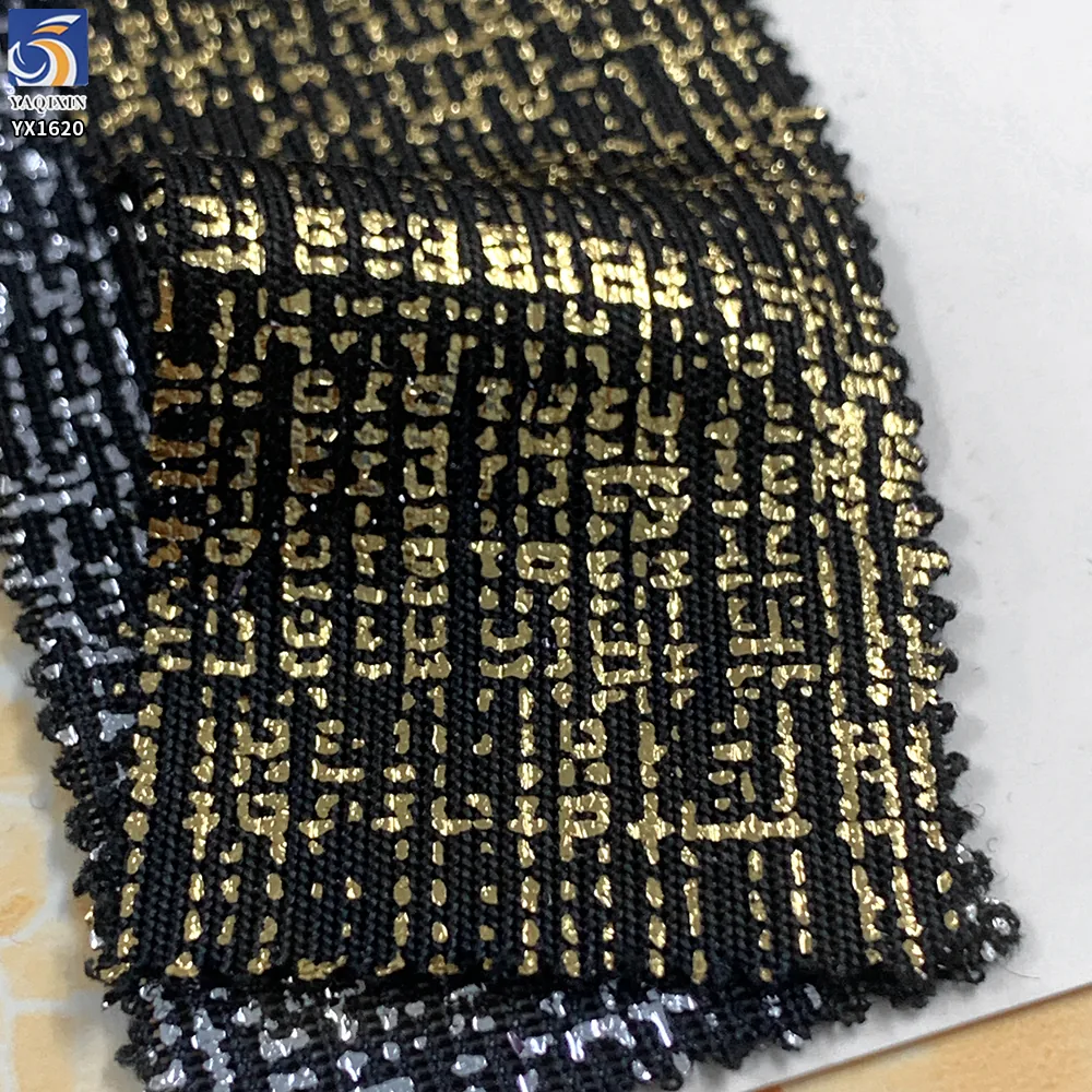 YX1620 95% Polyester 5% Spandex Foil Printed Stretch Knit Fabric Metallic Pattern Textile for Fashion Apparel and Garment