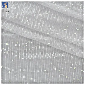 YX532 High Quality Micro-Stretch Mesh Stripe Transparent 3MM Sequin Knit Fabric