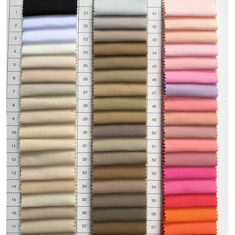 A2199 Ready Made High Quality 270gsm Woven Combed 100% Cotton Twill Fabric Khaki Twill Fabric for Shirts Skirts