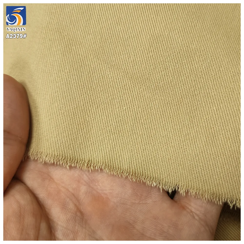 A2379 Wholesale 245gsm Washed Super Soft 100% Cotton Twill Fabric Khaki Cotton Woven Shirt Trousers Fabric for Man