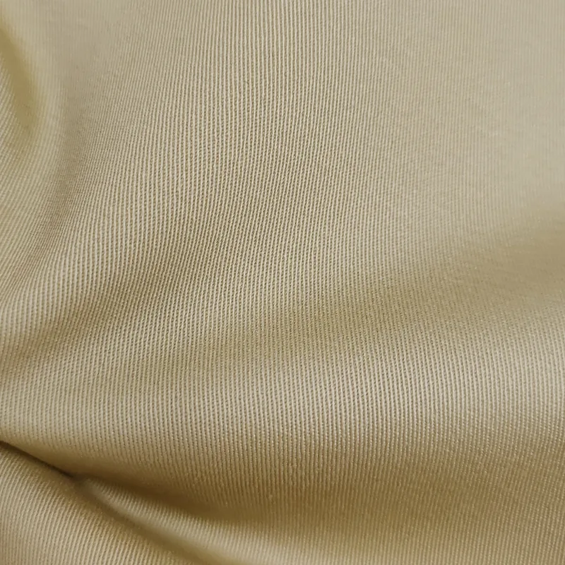 A2272 Khaki 255gsm Washed Polyester Cotton Spandex Stretchy Fabric 32*16 Twill Mercerized Cotton Fabric for Trousers