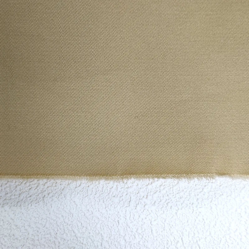 A2272 Khaki 255gsm Washed Polyester Cotton Spandex Stretchy Fabric 32*16 Twill Mercerized Cotton Fabric for Trousers