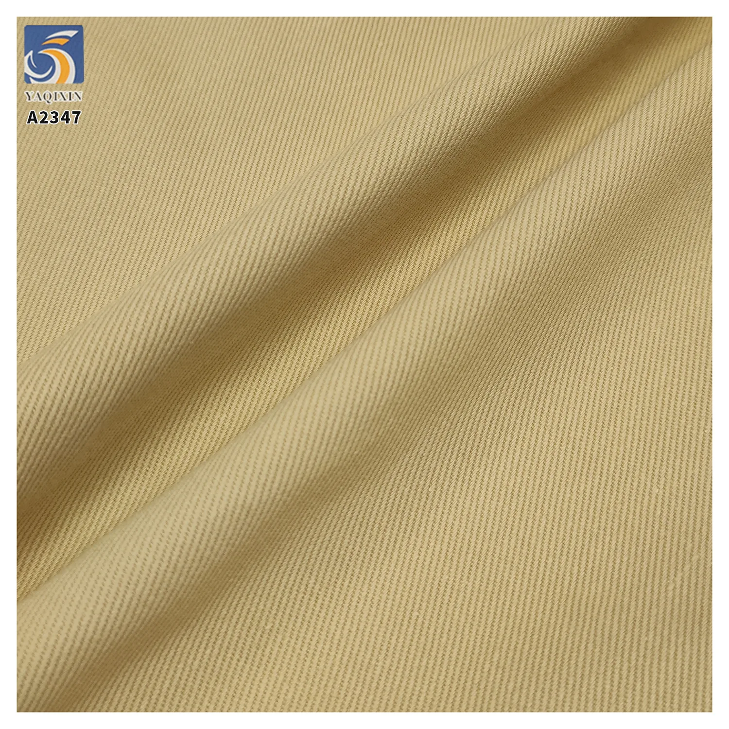 A2347 Good Quality 320gsm 7X7 100% Cotton Thick Twill Fabric Super Soft Thick Right Khaki Twill Washed Cotton Fabric