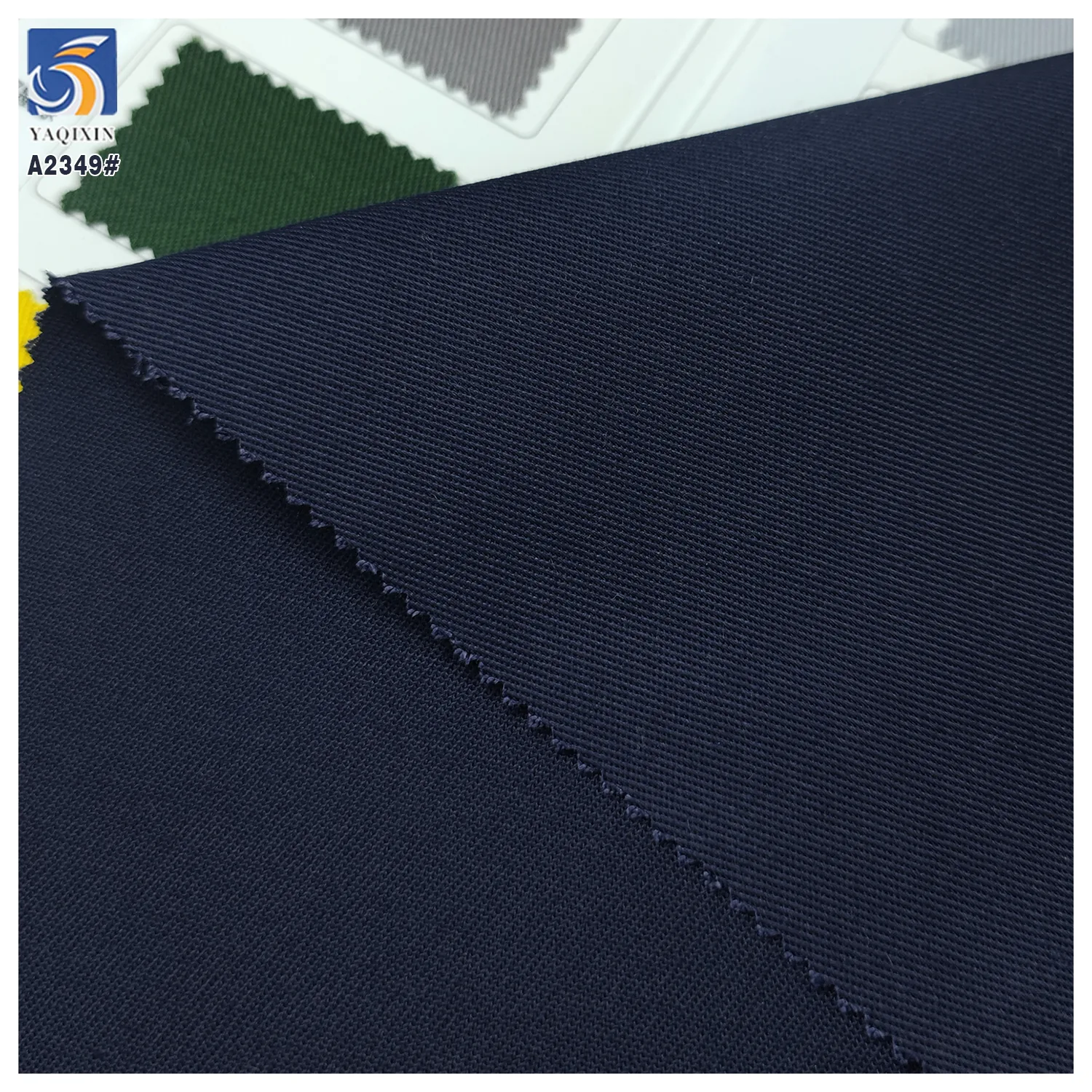 A2349 Blue Black 245gsm Anti-Wrinkle Twill Fabric TC 65% Polyester 33% Cotton 2% Spandex Stretch TC Twill Fabric