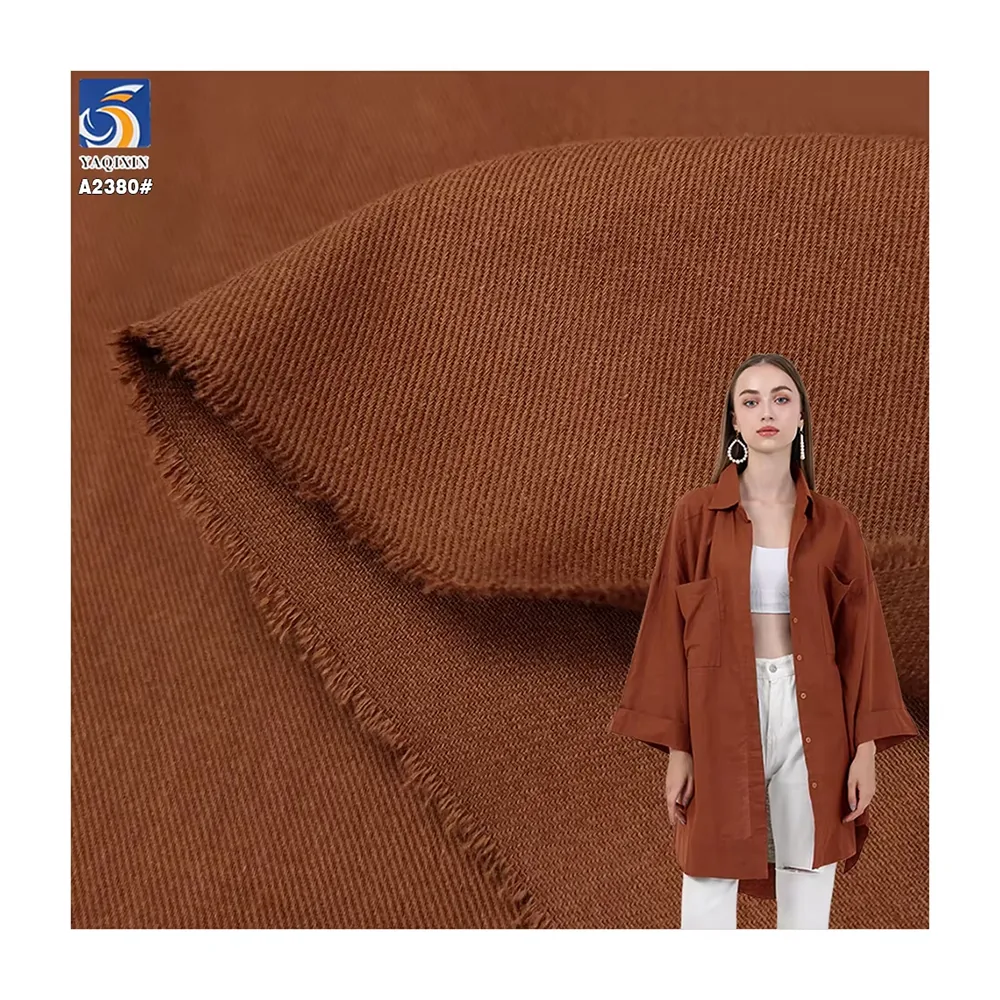 A2380 Best Selling 185gsm Lightweight Washed Super Soft Twill Solid Color 100 Cotton Fabric Woven Garments