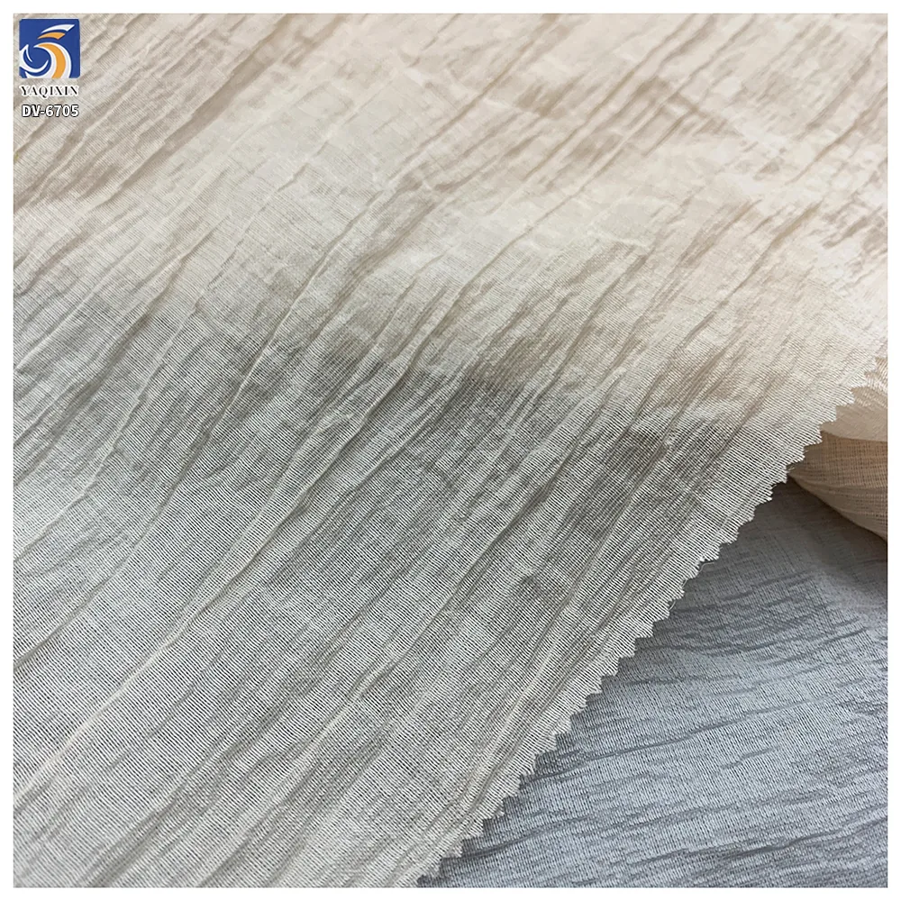 DV-6705 65gsm Lightweight 2026 Lyocell Nylon Crinkle Chiffon Fabric Soft Drape Non-Transparent Dress Blouse Wrinkled Fabric
