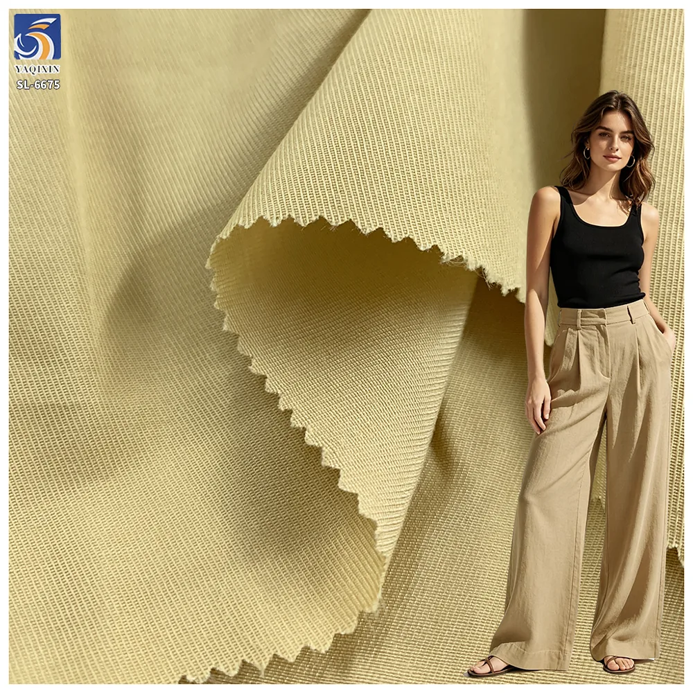 DV-6675 Factory Direct 115g 50% Cotton 50% Polyester Khaki Fine Twill Fabric 150cm Dress Shirt Twill Pants Fabric Textile