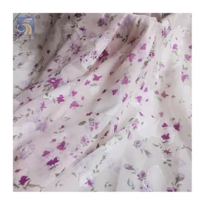 Soft Silky Polyester Chiffon Digital Printed Fabric New Arrival Red Jacquard Floral Fashion Print Skirt Chiffon Fabric