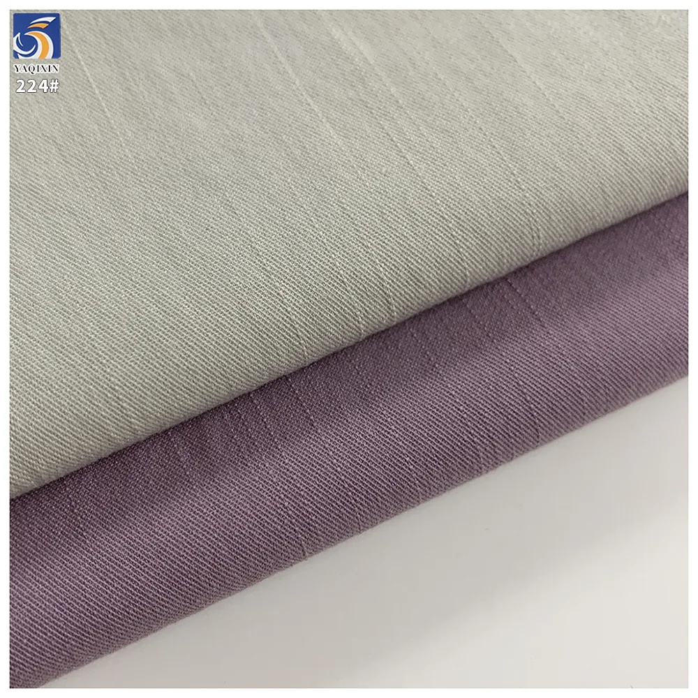 Y-224 High Quality 200g Cream Medium Weight Anti-Wrinkle 100% Polyester Slub Twill 2 Way Stretch Fabric 160cm for Casual Pant