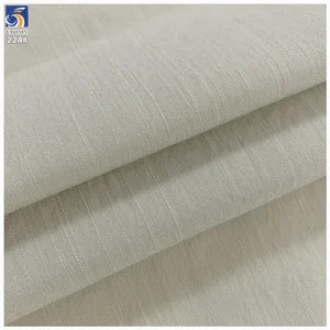 Y-224 High Quality 200g Cream Medium Weight Anti-Wrinkle 100% Polyester Slub Twill 2 Way Stretch Fabric 160cm for Casual Pant