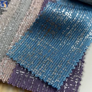 YX1620 95% Polyester 5% Spandex Foil Printed Stretch Knit Fabric Metallic Pattern Textile for Fashion Apparel and Garment